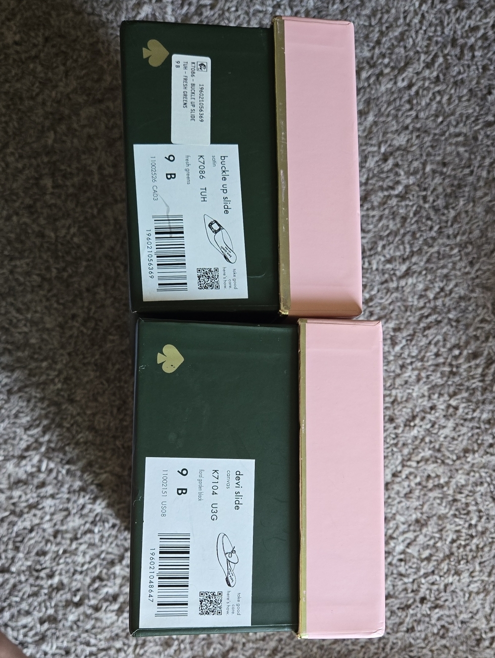 KATE SPADE Empty Shoe Boxes Lot of 2 Devi Slide Buckle Up Size 9B Clover Tissue